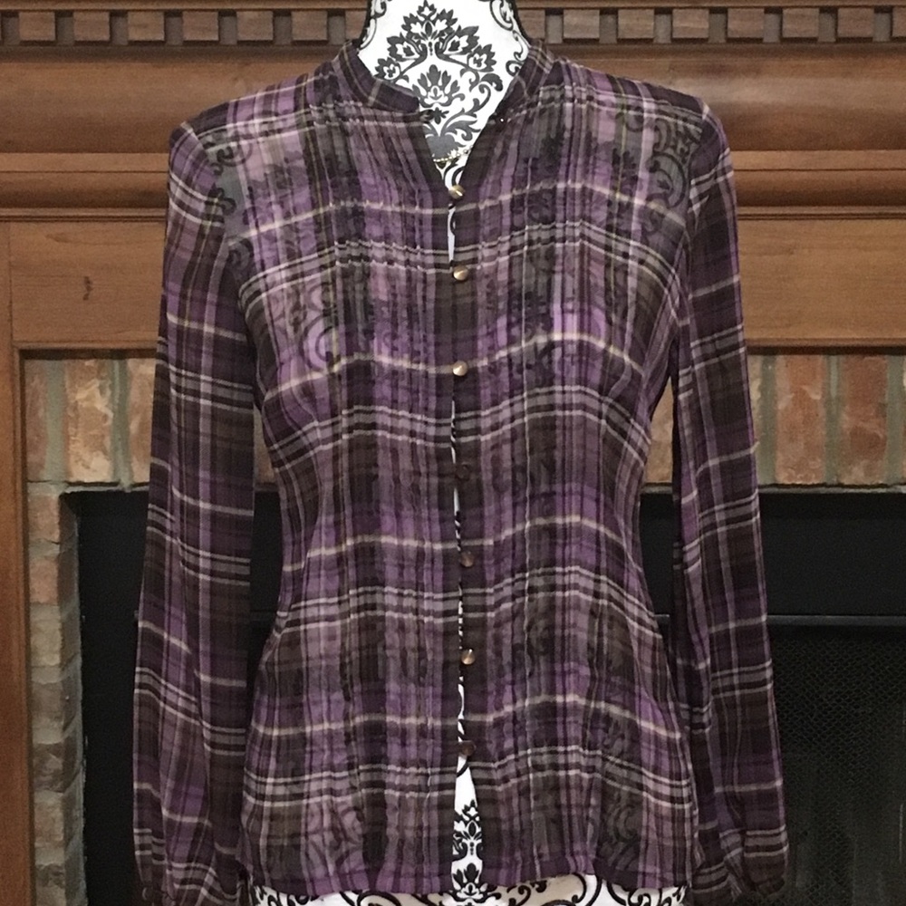 🎁🎁🎁Liz & Co. Petite Plaid Blouse